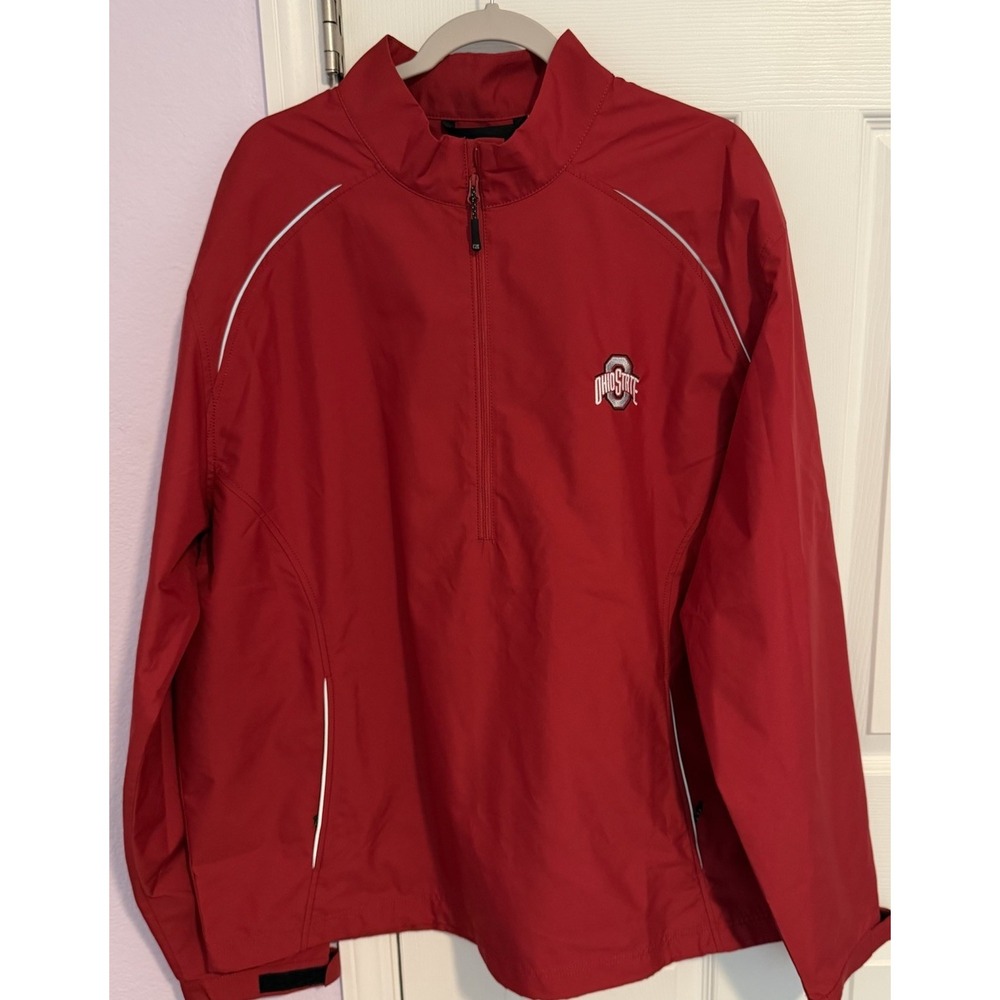Ohio State‎ Cutter & Buck 1/2 Zip Weathertec Mens XXL Red Water/Wind Resistant